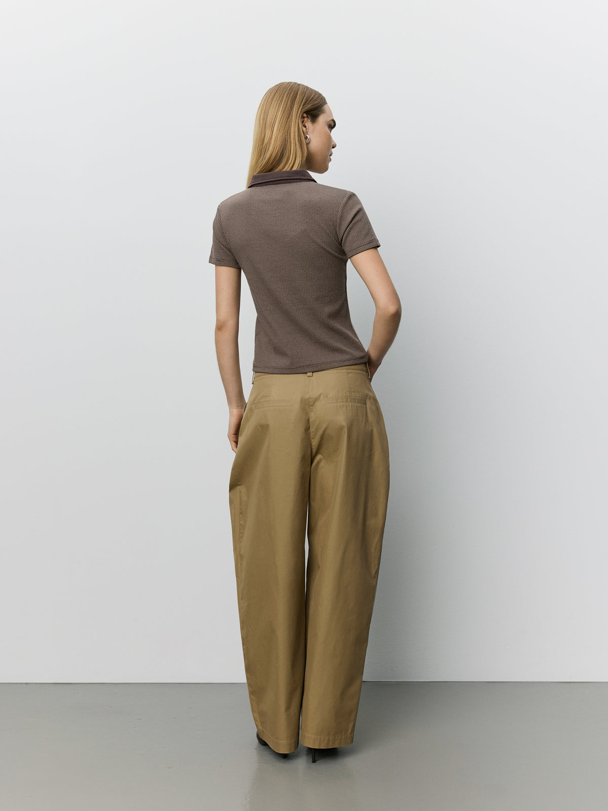 Sofie Schnoor Calista Rib Polo T-Shirt - Brown Striped