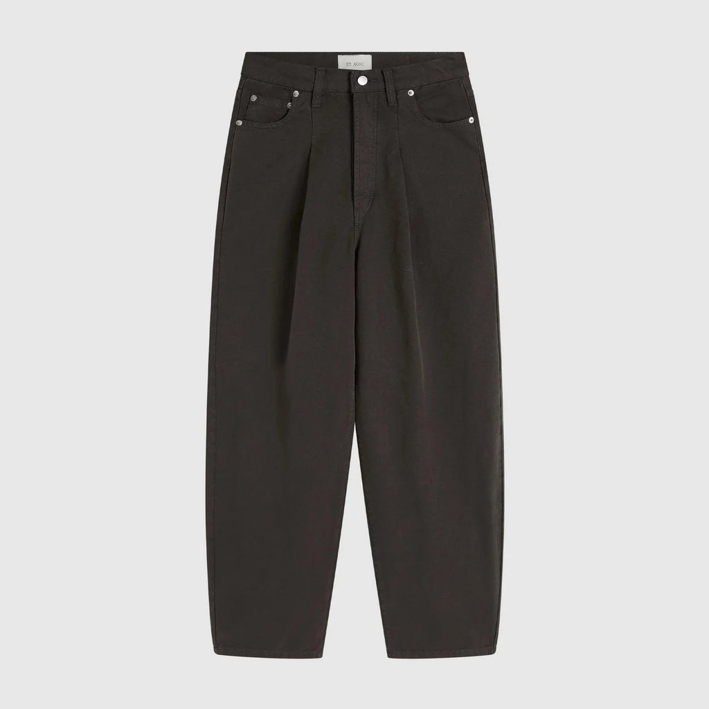 St. Agni Canvas Mid Rise Barrel Jeans - Ash