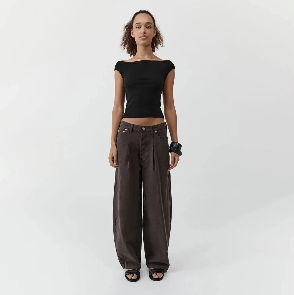St. Agni Canvas Mid Rise Barrel Jeans - Ash