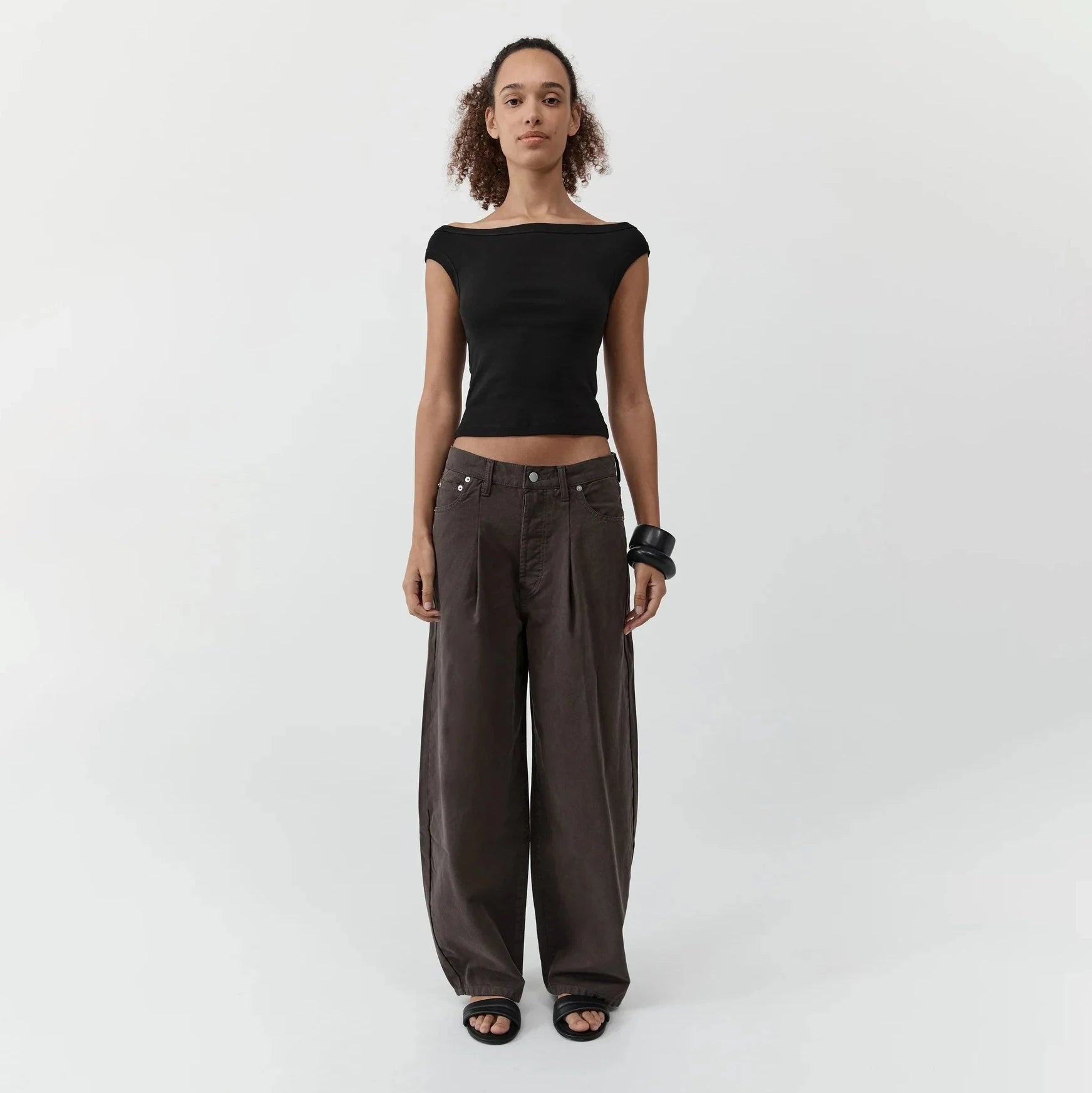 St. Agni Canvas Mid Rise Barrel Jeans - Ash