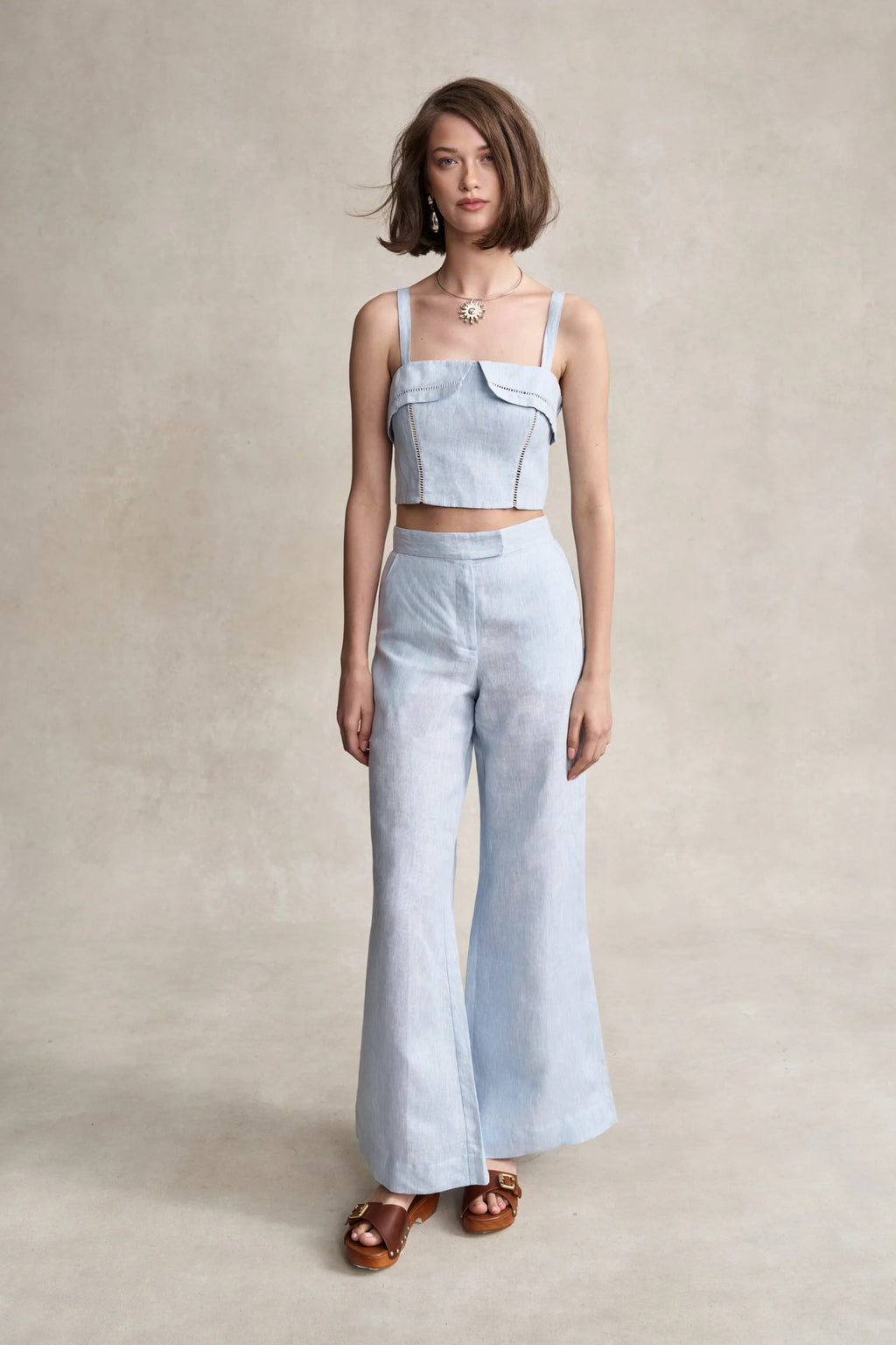 Hevron Capri Pant - Sky Melange