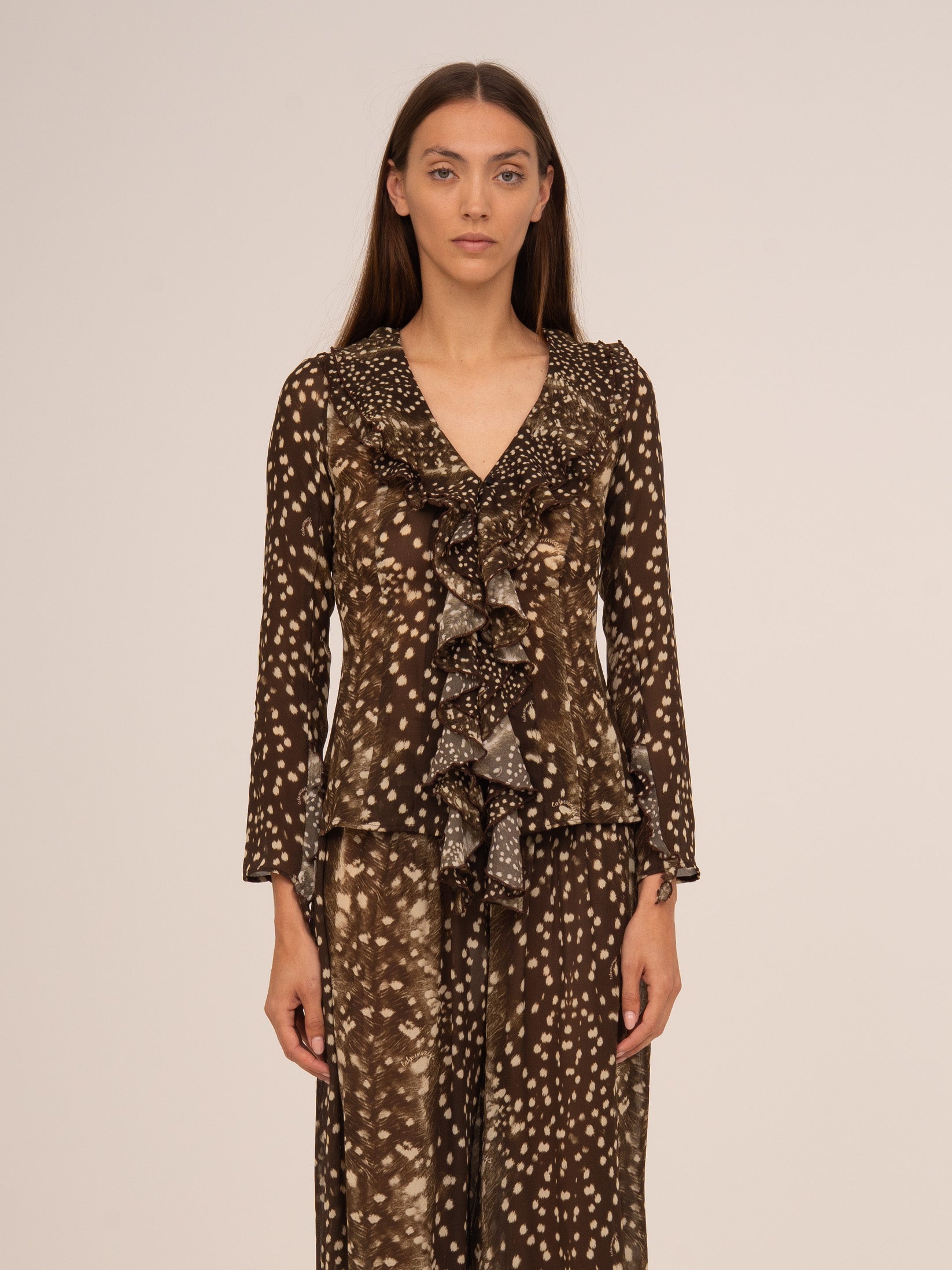 Carmen Says Bambi Noir Animal Print Blouse