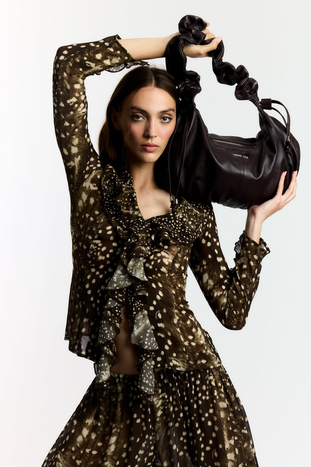 Carmen Says Bambi Noir Animal Print Blouse