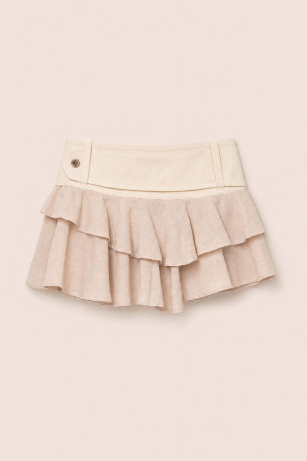 Carmensays Solea Ruffle Denim Mini Skirt