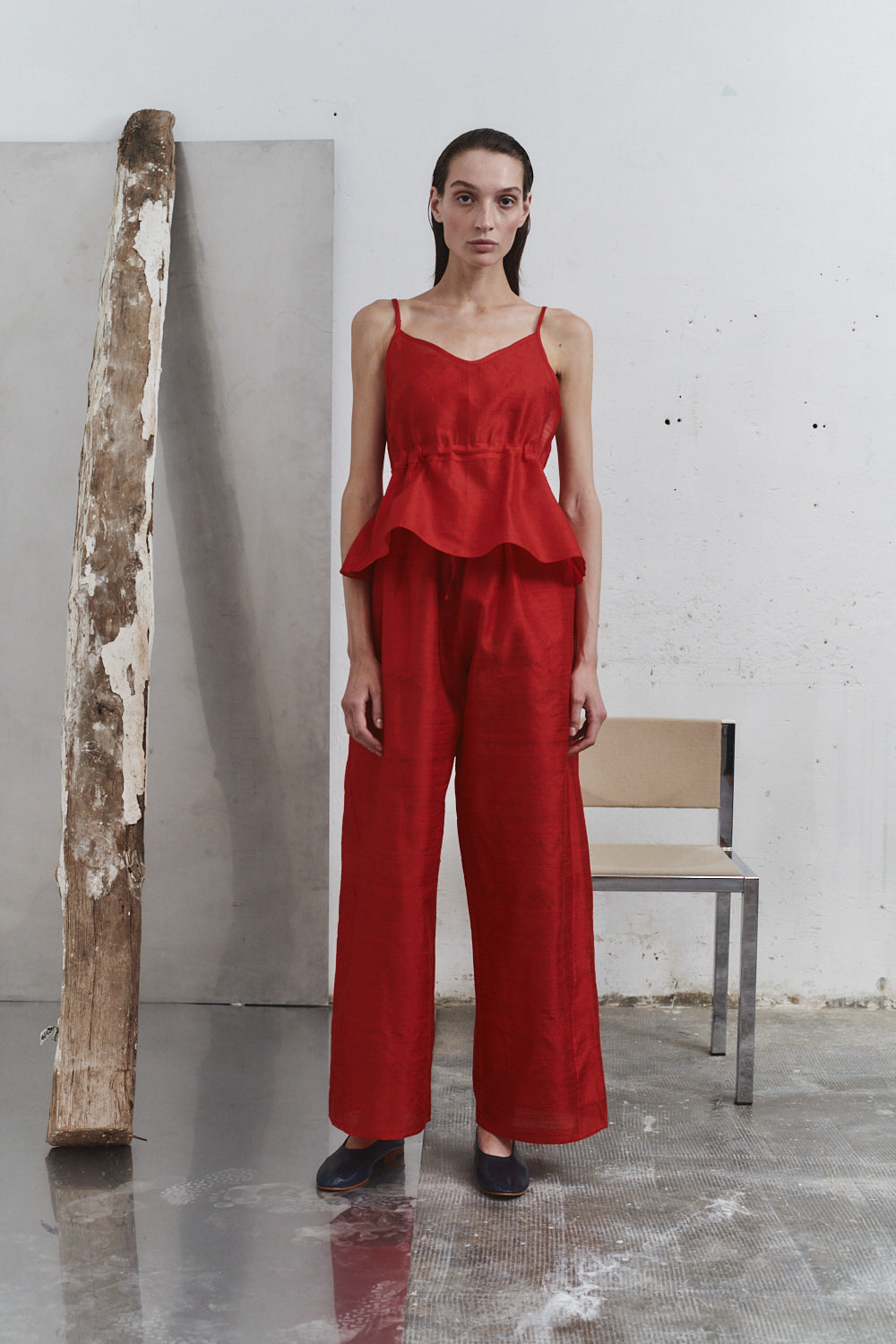 Datura Carmine Dupion Scrunchie Top