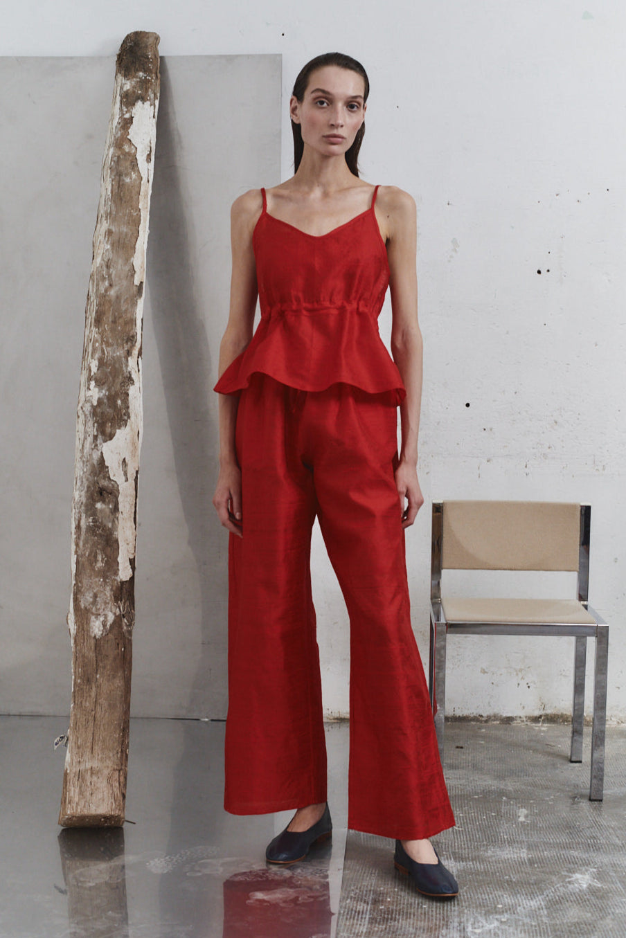 Datura Carmine Dupion Scrunchie Top