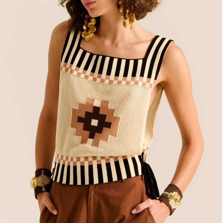 Carolina K Cleo Chacana Top - Brown Multi