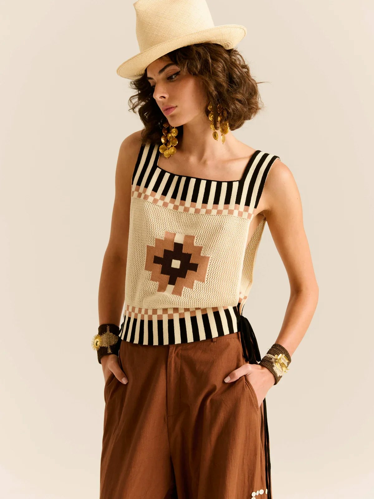 Carolina K Cleo Chacana Top - Brown Multi