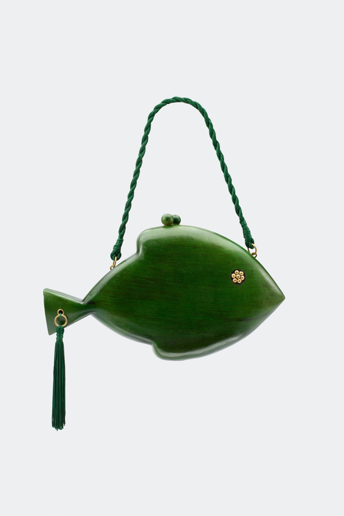 Simon Miller Carved Wooden Fish Clutch - Gummy Green