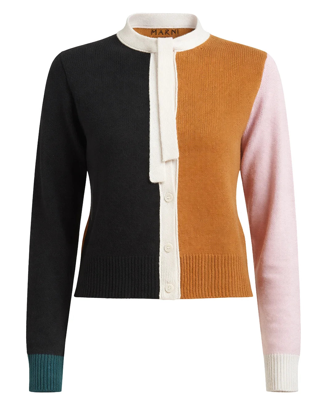 Marni Cashmere Color-Block Cardigan - Lava
