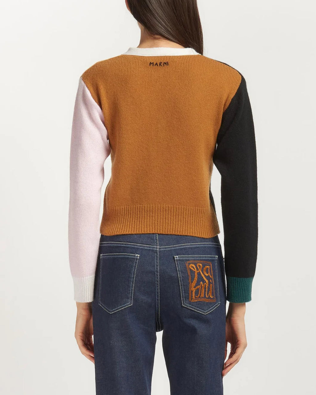 Marni Cashmere Color-Block Cardigan - Lava