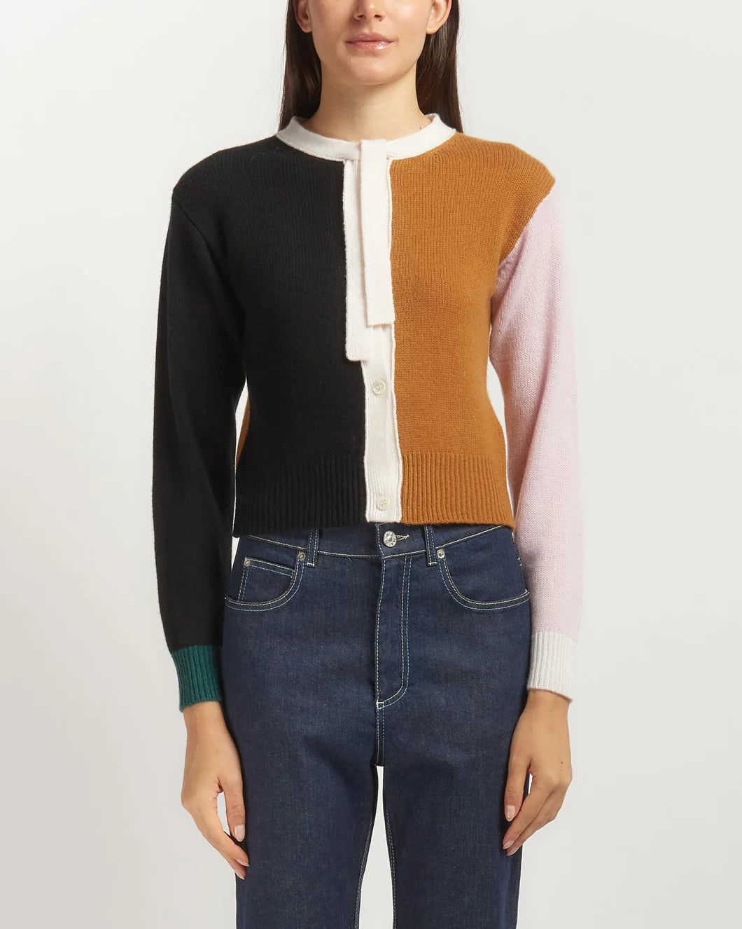 Marni Cashmere Color-Block Cardigan - Lava