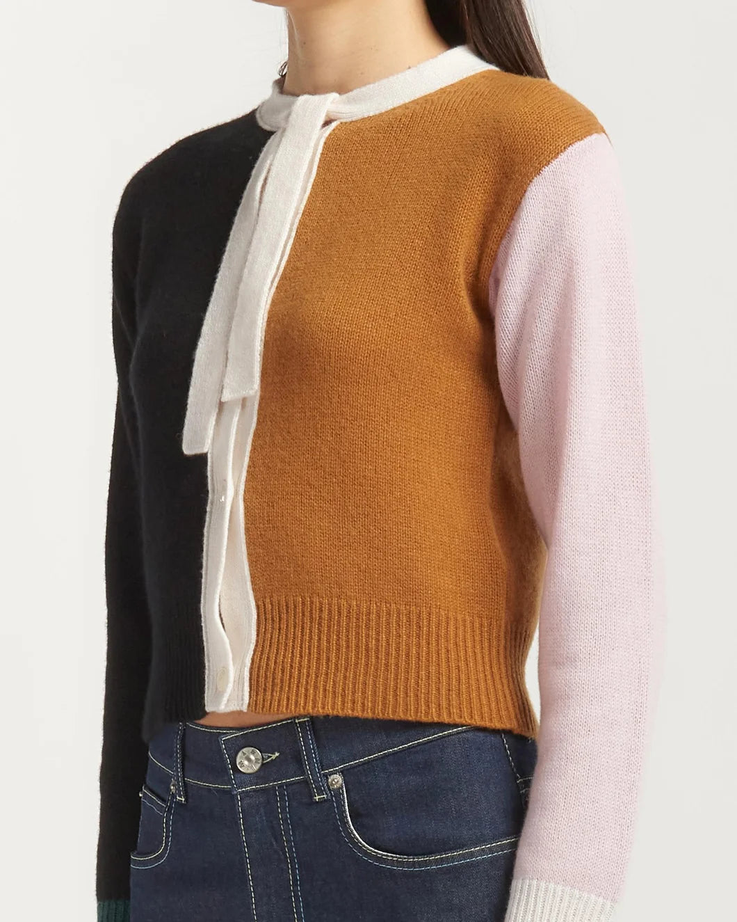 Marni Cashmere Color-Block Cardigan - Lava
