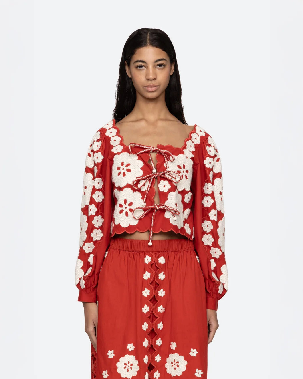 Sea NY Catrine Long Sleeve Top - Red