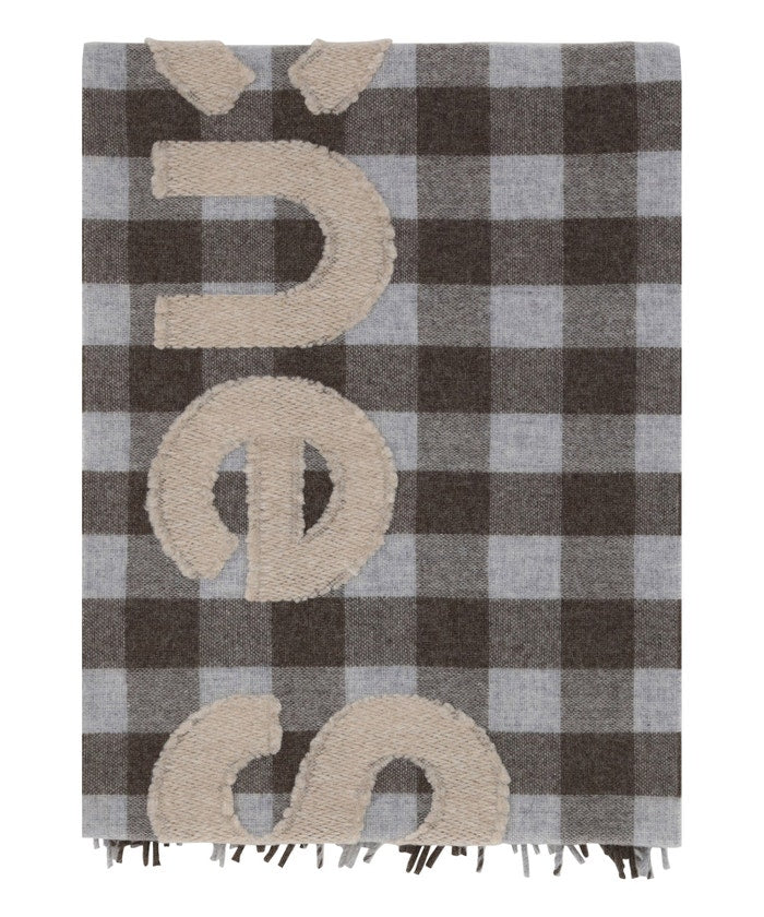 Acne Studios Check Logo Scarf - Brown/Beige