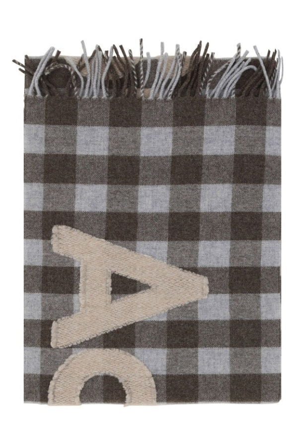 Acne Studios Check Logo Scarf - Brown/Beige