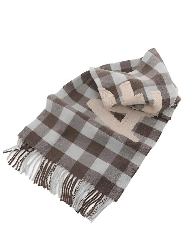 Acne Studios Check Logo Scarf - Brown/Beige