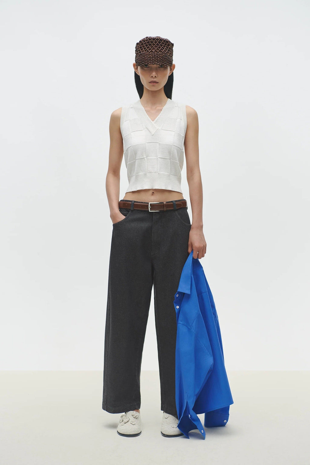 Cordera Checkered Cotton & Cashmere Waistcoat - White