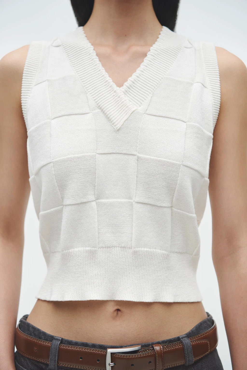 Cordera Checkered Cotton & Cashmere Waistcoat - White