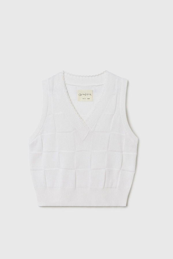 Cordera Checkered Cotton & Cashmere Waistcoat - White