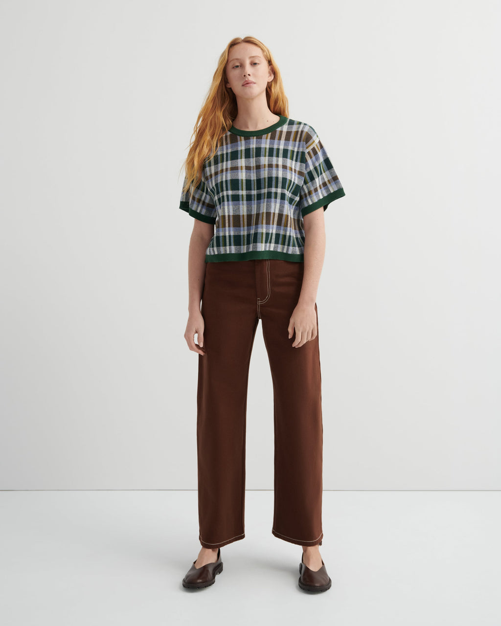 Kowtow Chequered Tee - Forest