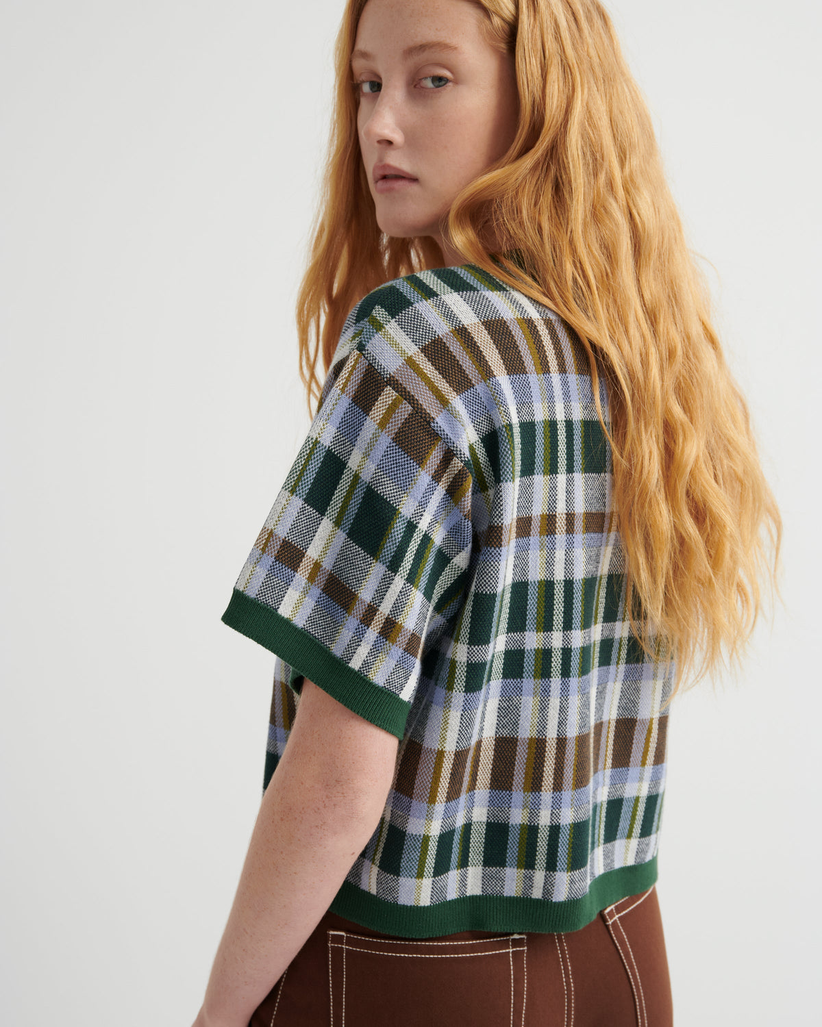 Kowtow Chequered Tee - Forest