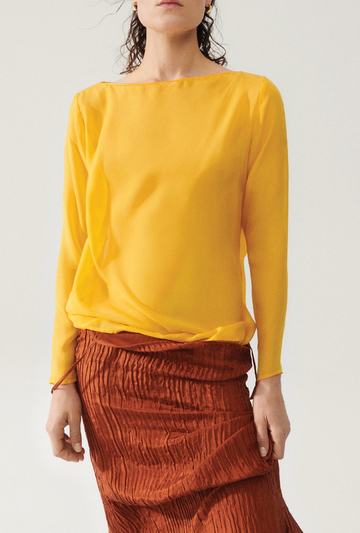 Silk Laundry Chiffon Audrey Top - Goldfinch