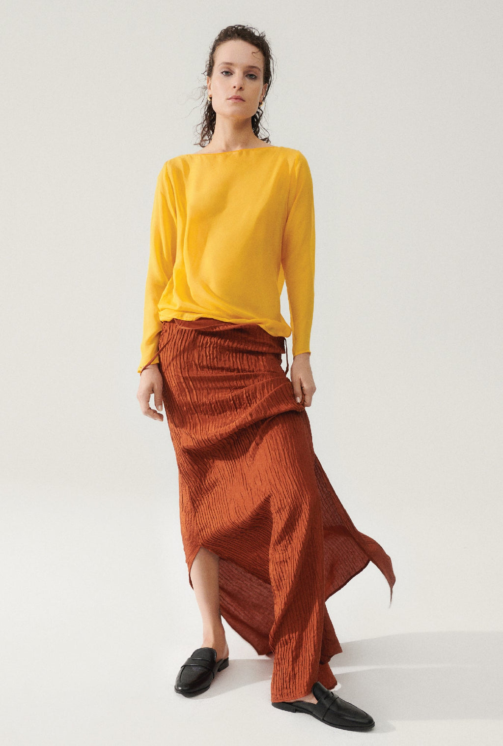 Silk Laundry Chiffon Audrey Top - Goldfinch