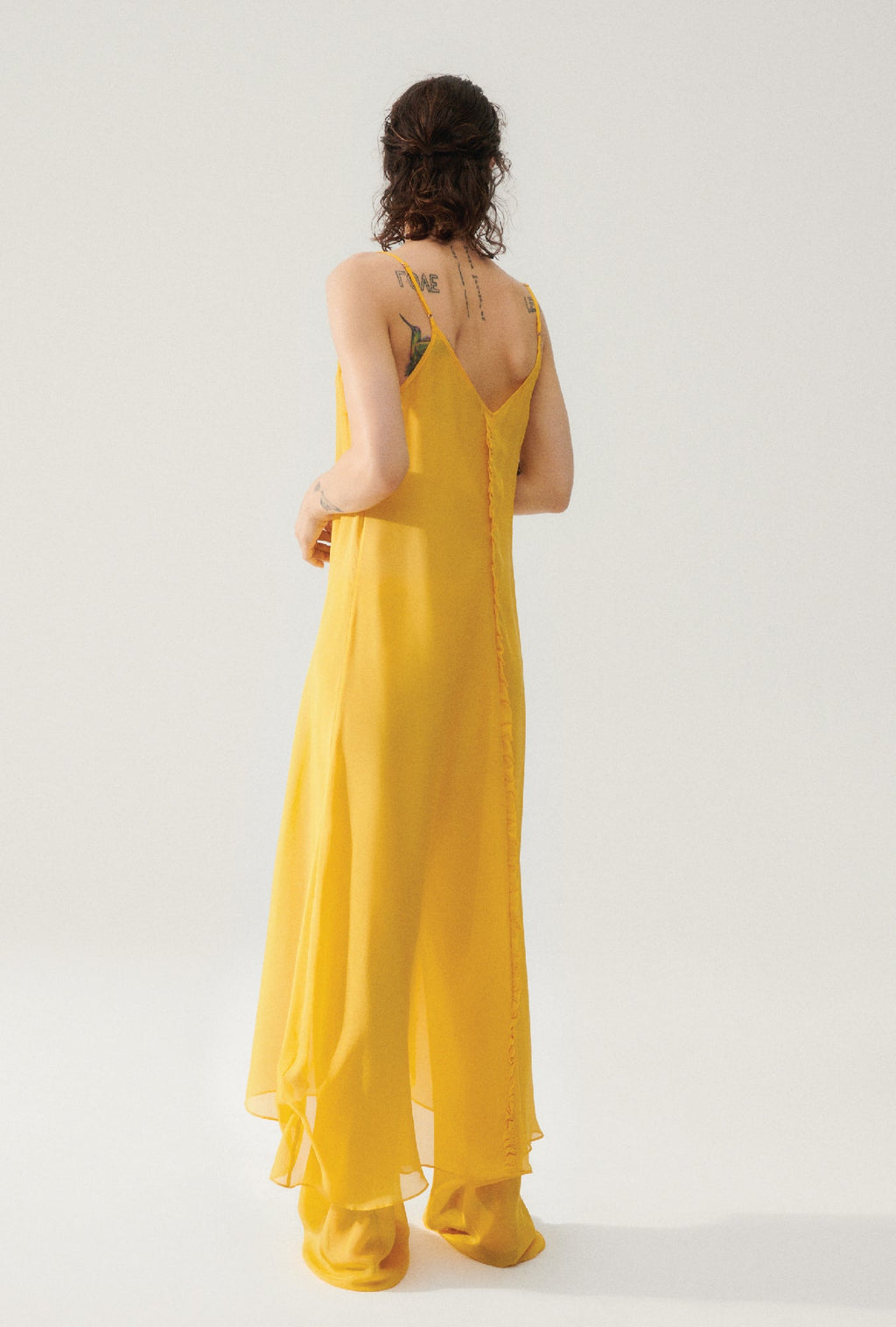 Silk Laundry Chiffon Toni Ruffle Dress - Goldfinch