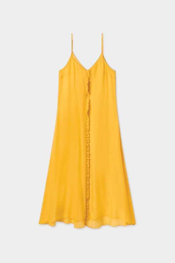 Silk Laundry Chiffon Toni Ruffle Dress - Goldfinch