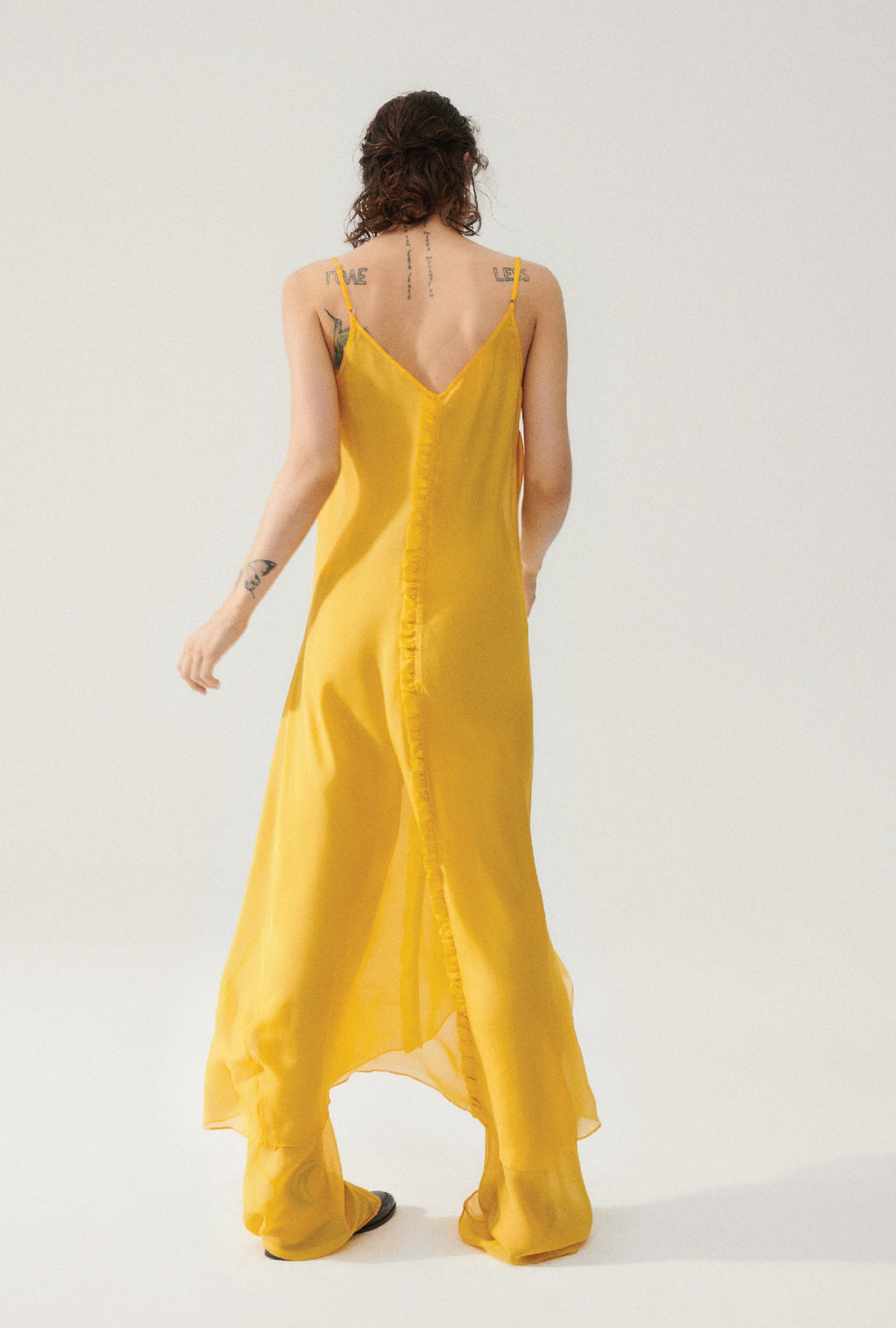 Silk Laundry Chiffon Toni Ruffle Dress - Goldfinch