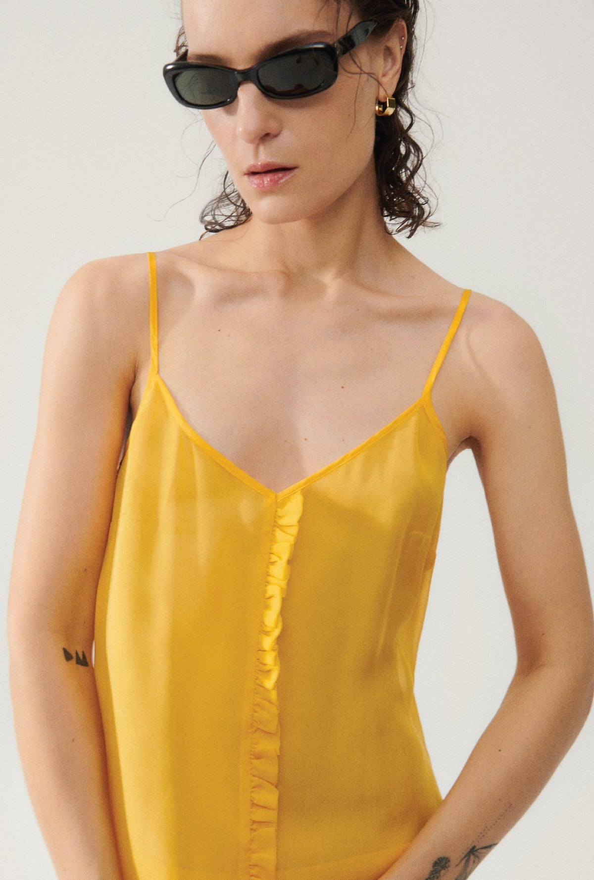 Silk Laundry Chiffon Toni Ruffle Dress - Goldfinch