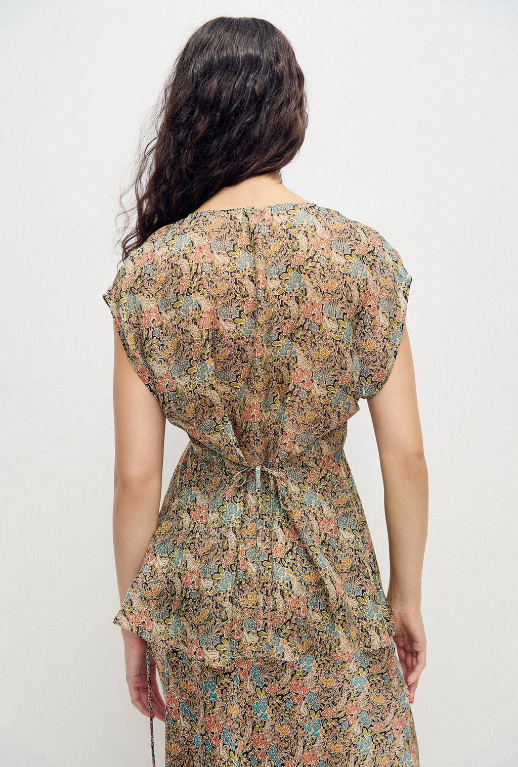 Silk Laundry Chiffon V-Neck Top - Sugar Floral
