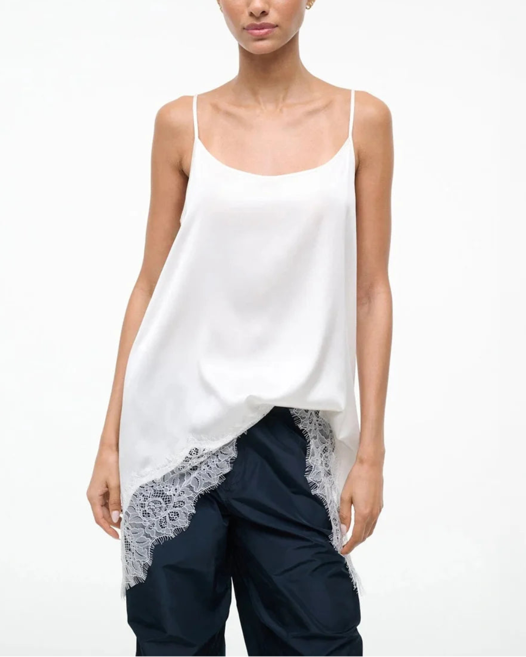 Staud Chloe Silk Cami Top - White