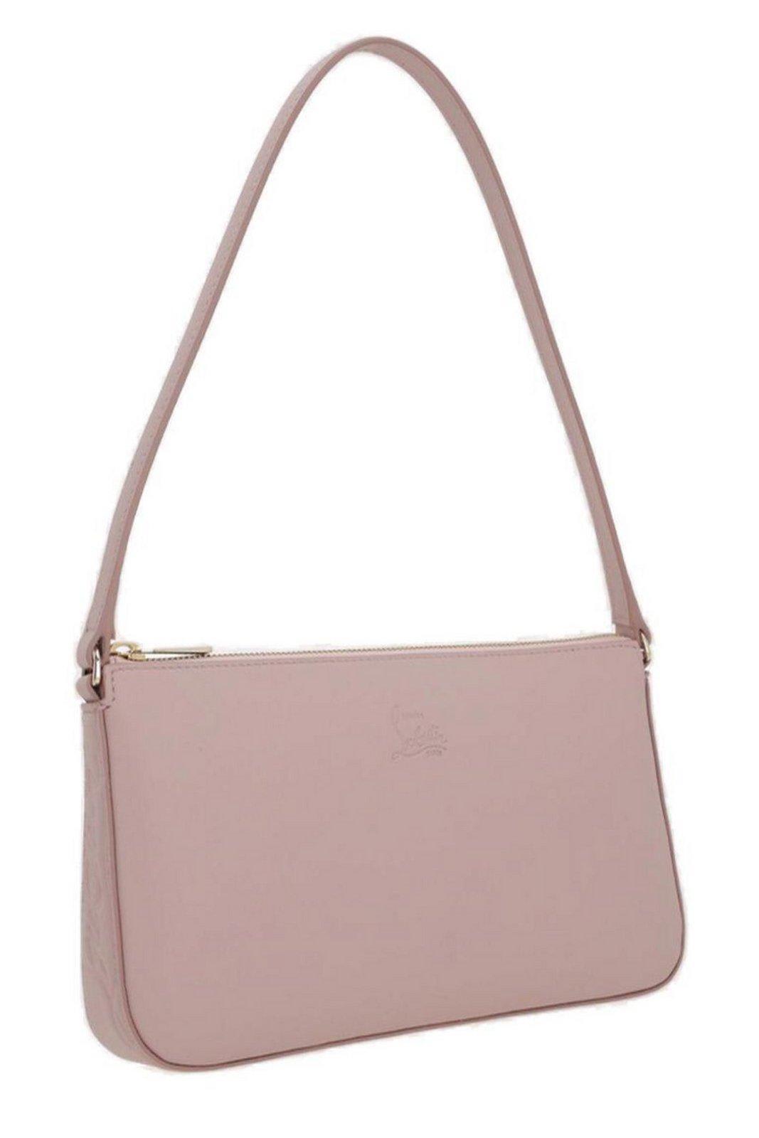 Christian Louboutin Logo Debossed Zip-up Shoulder Bag - Pink