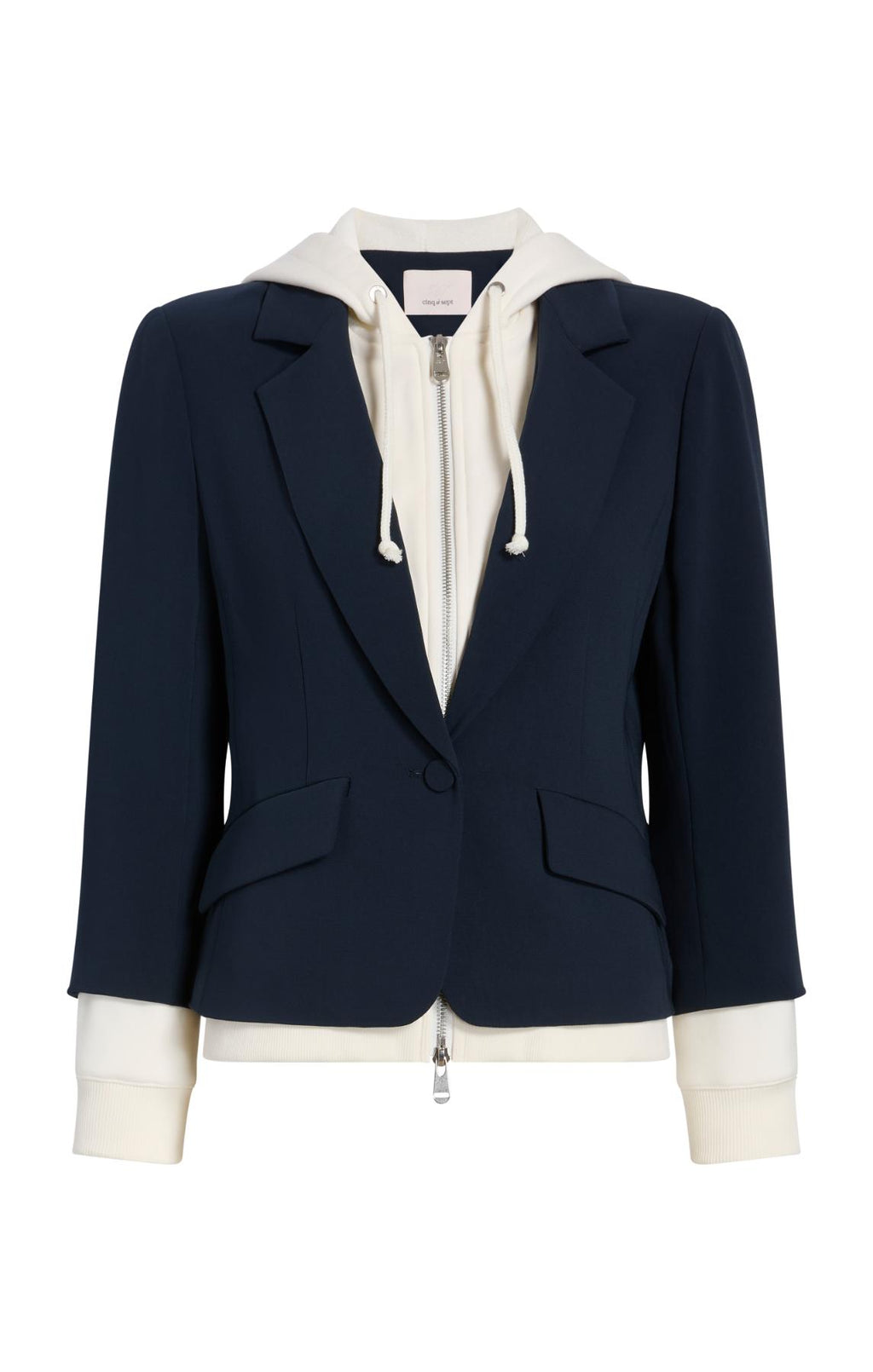 Cinq à Sept Zip Up Le Petit Khloe Blazer - Navy With Cream Hood