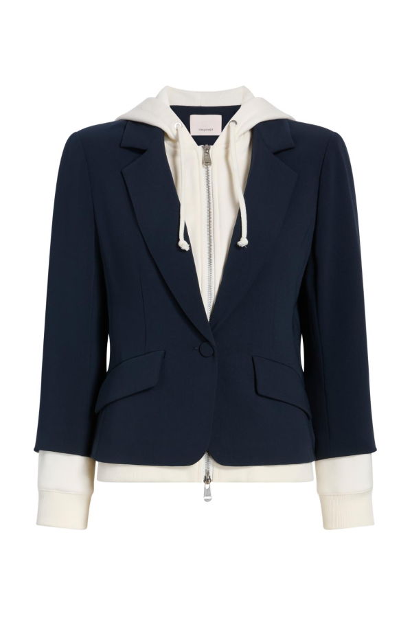 Cinq à Sept Zip Up Le Petit Khloe Blazer - Navy With Cream Hood