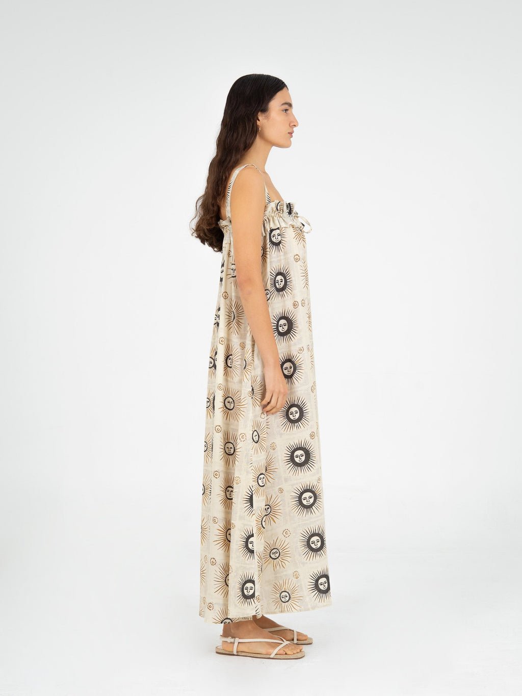 Carmensays Clara Sun-Printed Maxi Dress - Black/Ochre