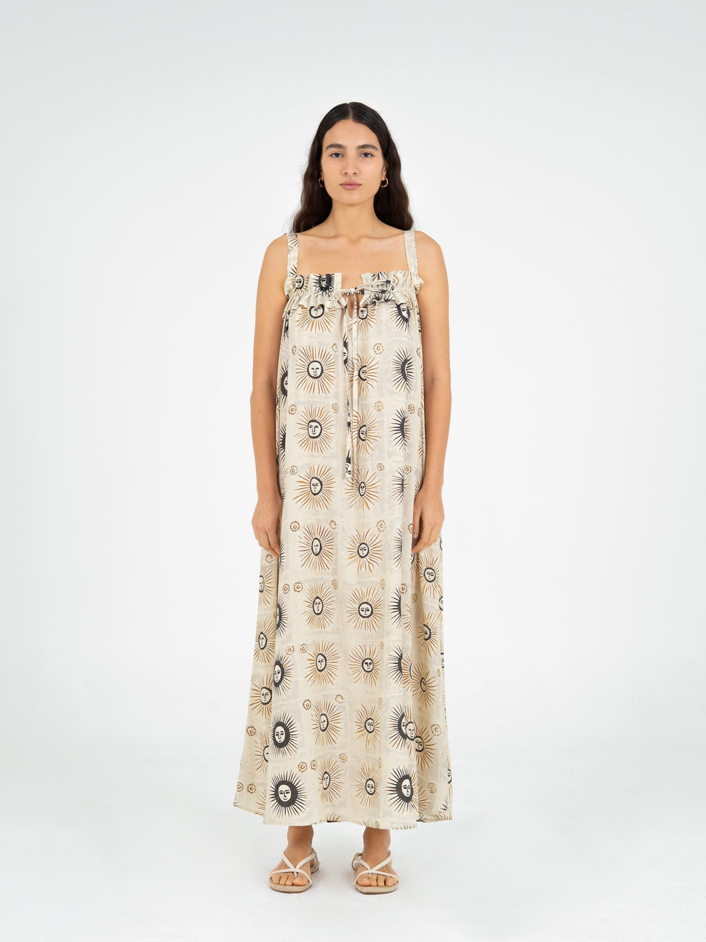 Carmensays Clara Sun-Printed Maxi Dress - Black/Ochre