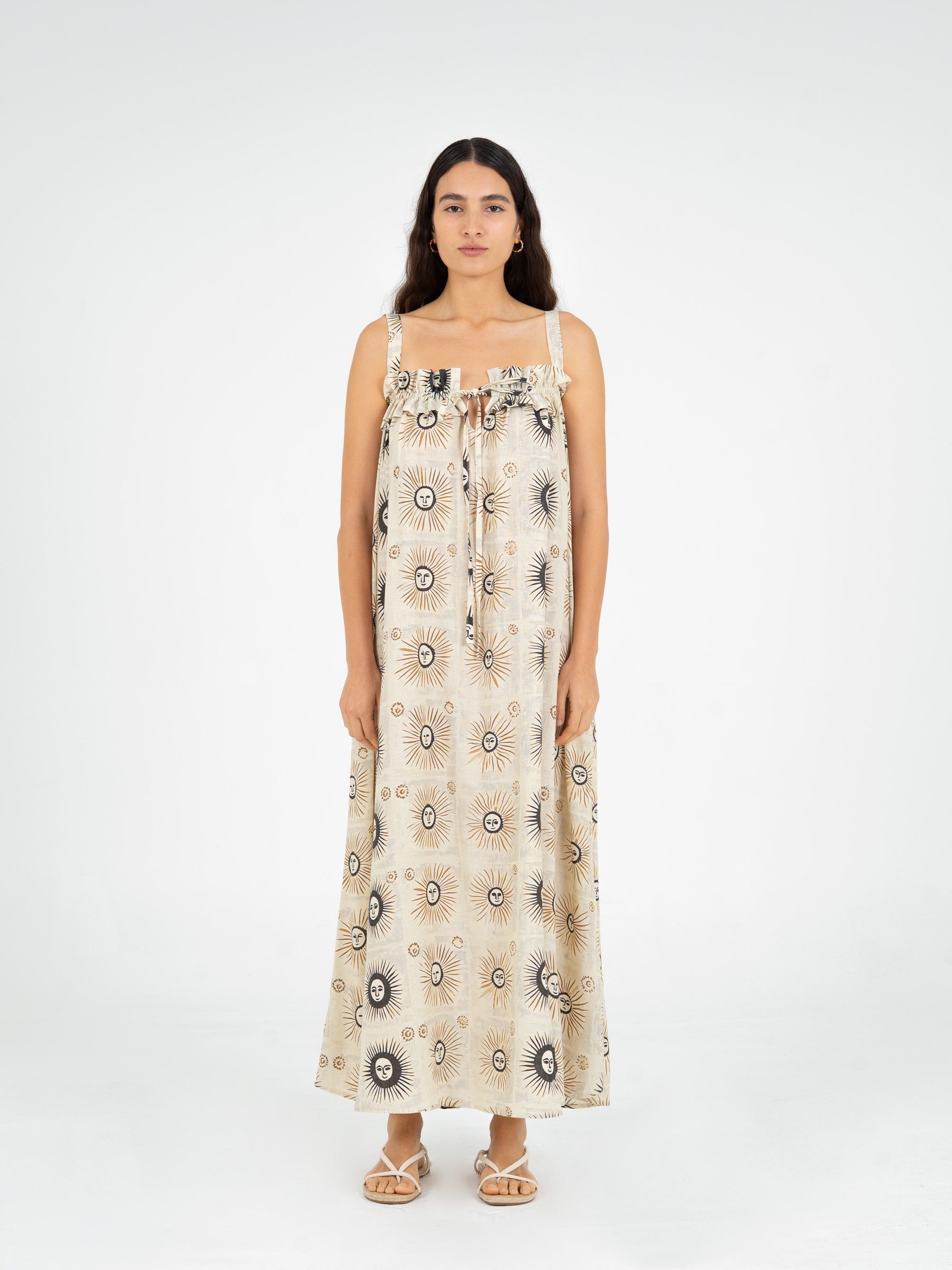 Carmensays Clara Sun-Printed Maxi Dress - Black/Ochre