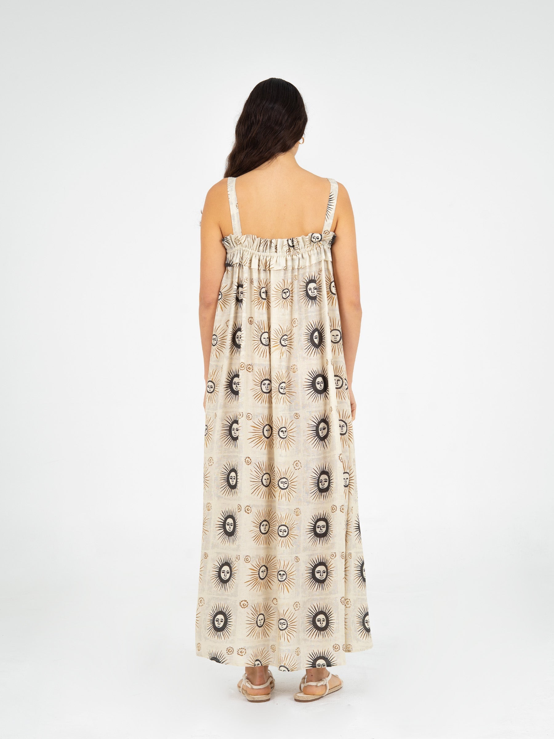 Carmensays Clara Sun-Printed Maxi Dress - Black/Ochre