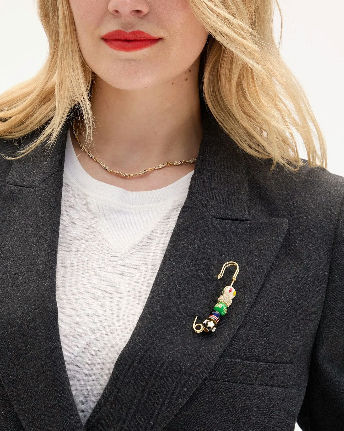 Clare V. Beaded Blazer Pin