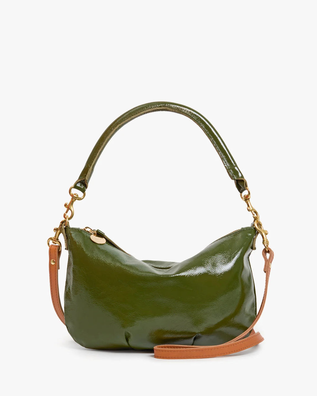 Clare V. Petit Moyen Messenger Crinkle Patent Bag