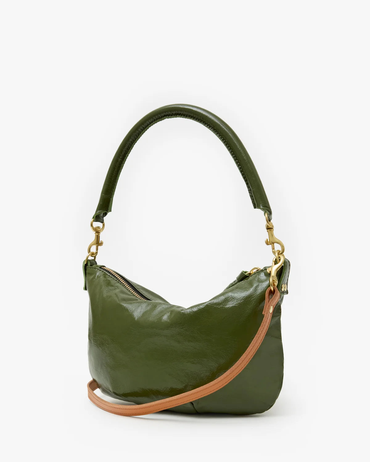 Clare V. Petit Moyen Messenger Crinkle Patent Bag