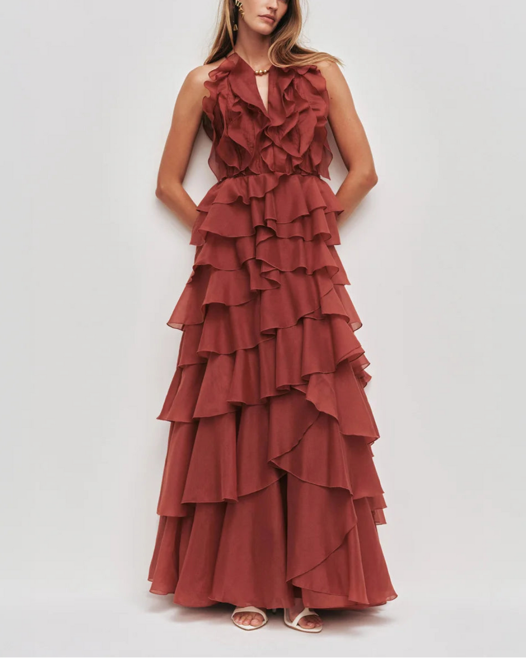 Aje Cleo Gown - Rust