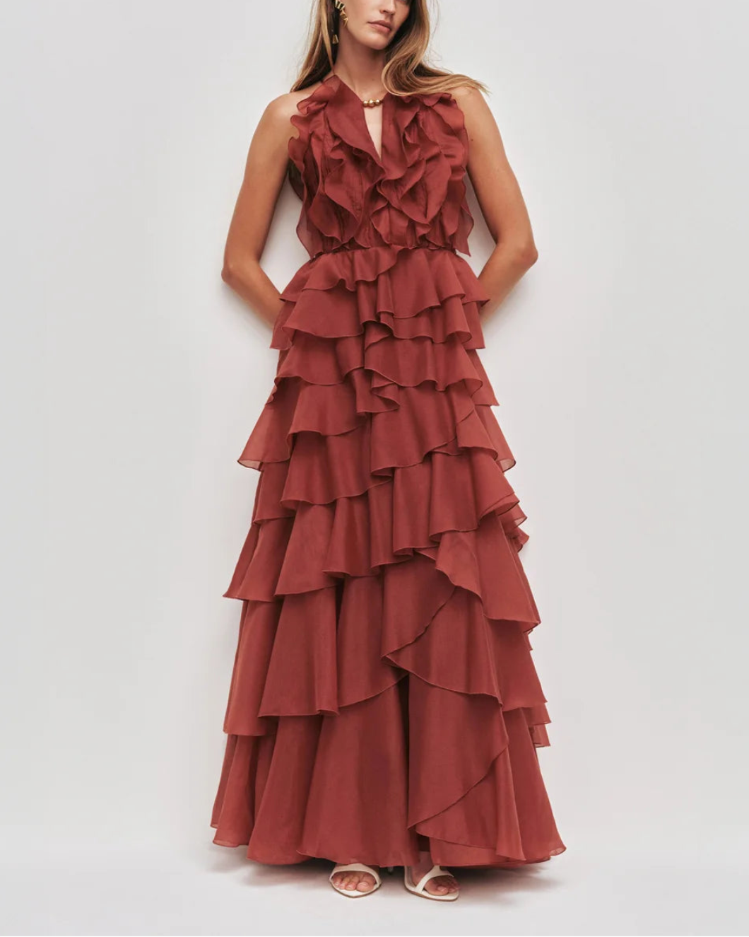 Aje Cleo Gown - Rust