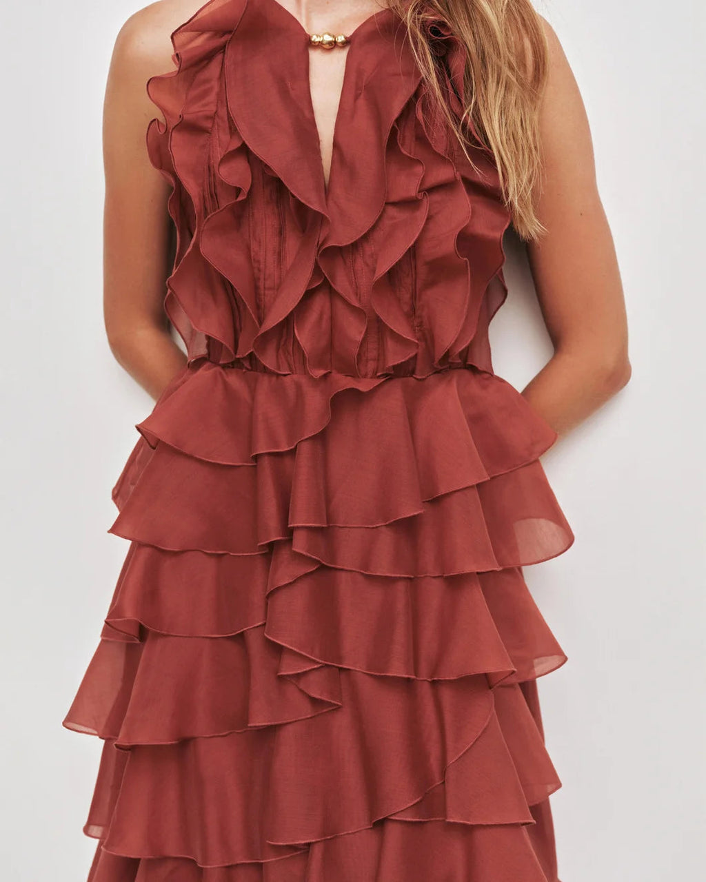 Aje Cleo Gown - Rust