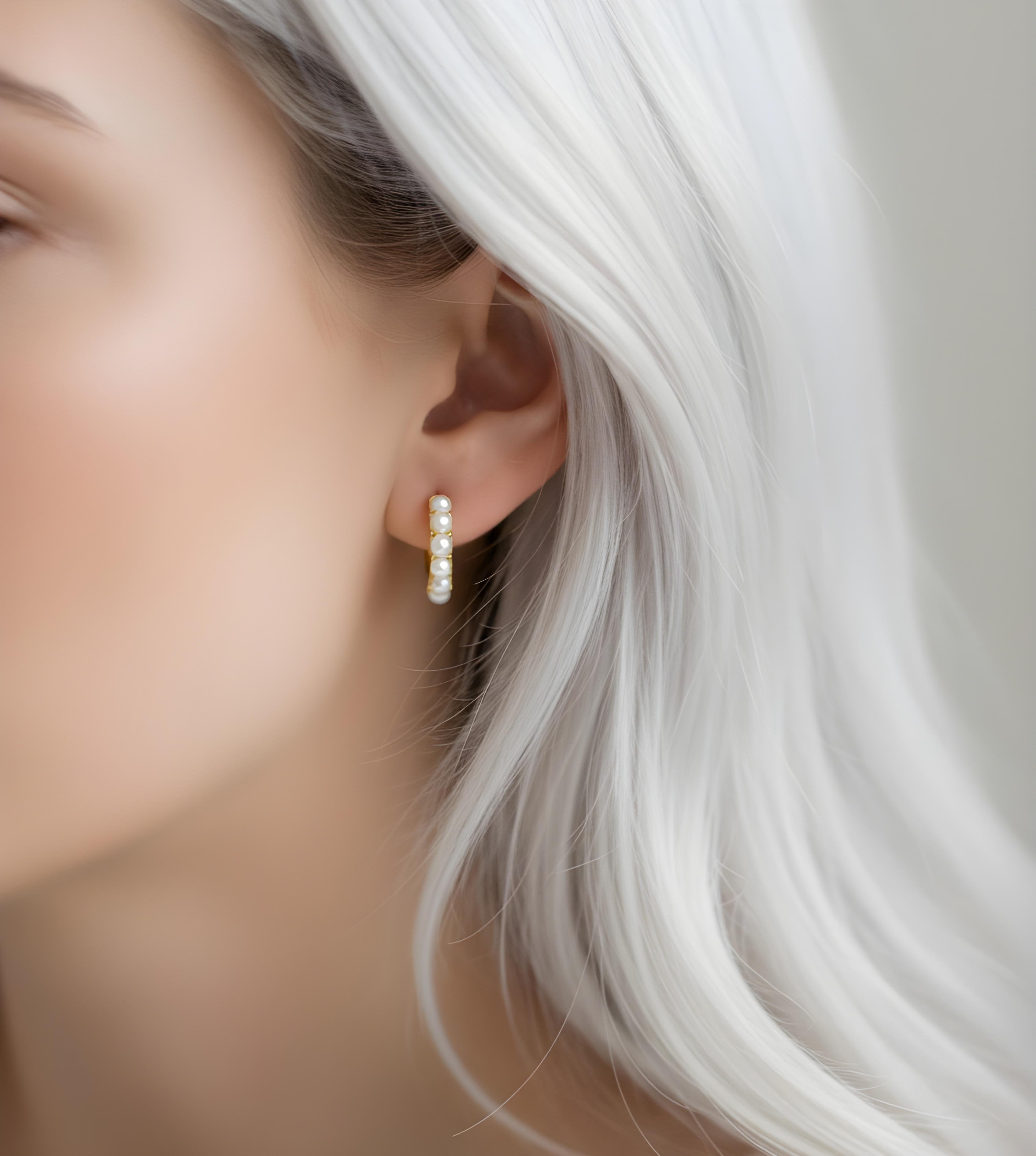 MATTER MATTERS Cluster Pearl Gold Hoops Earrings