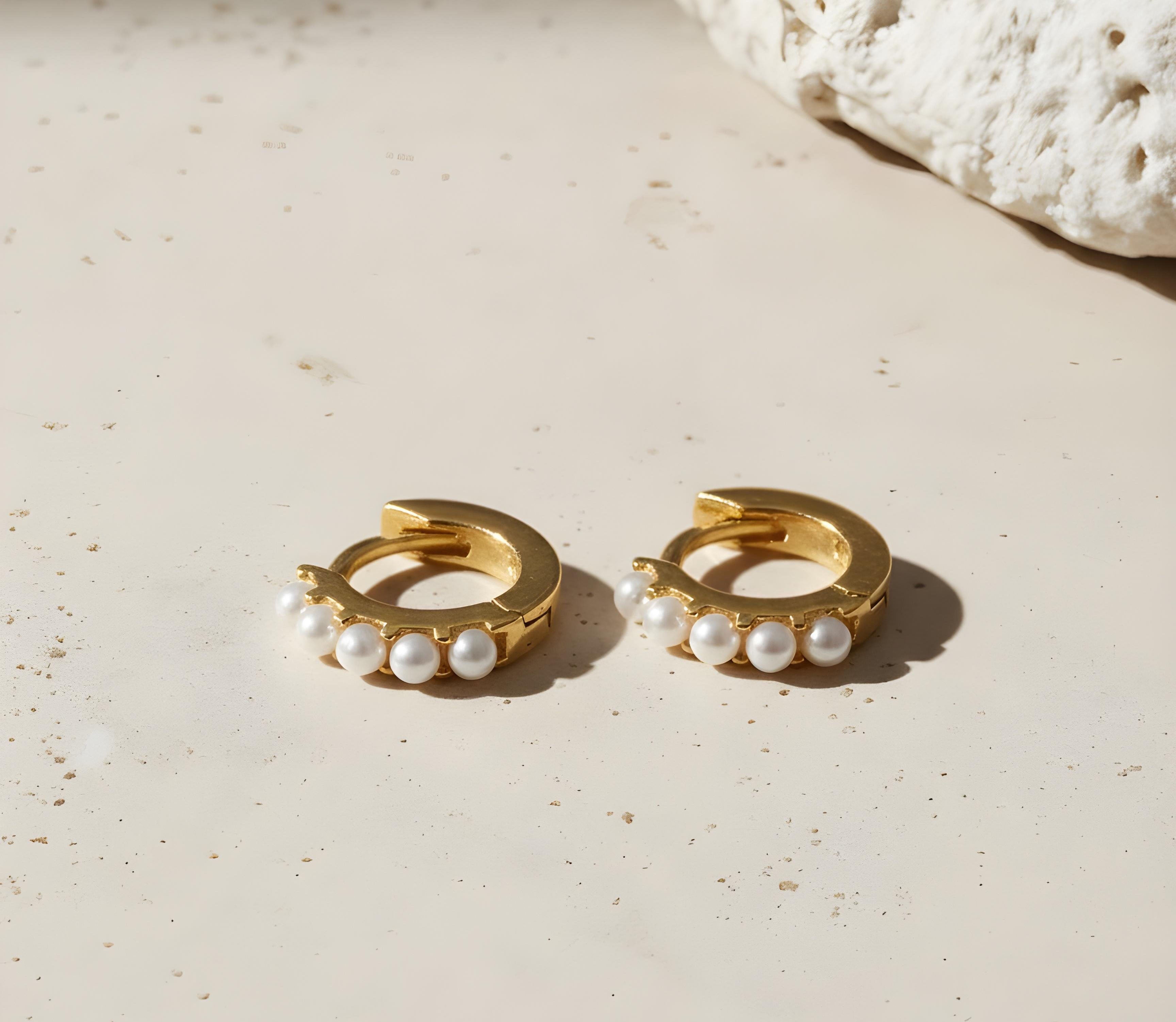 MATTER MATTERS Cluster Pearl Gold Hoops Earrings