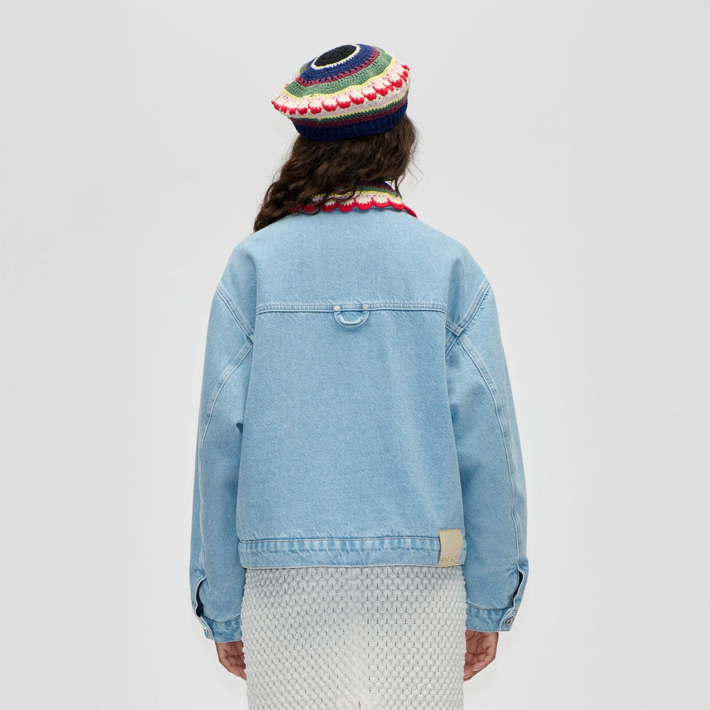 Stine Goya Collared Cropped Bomber Jacket - Denim Blue